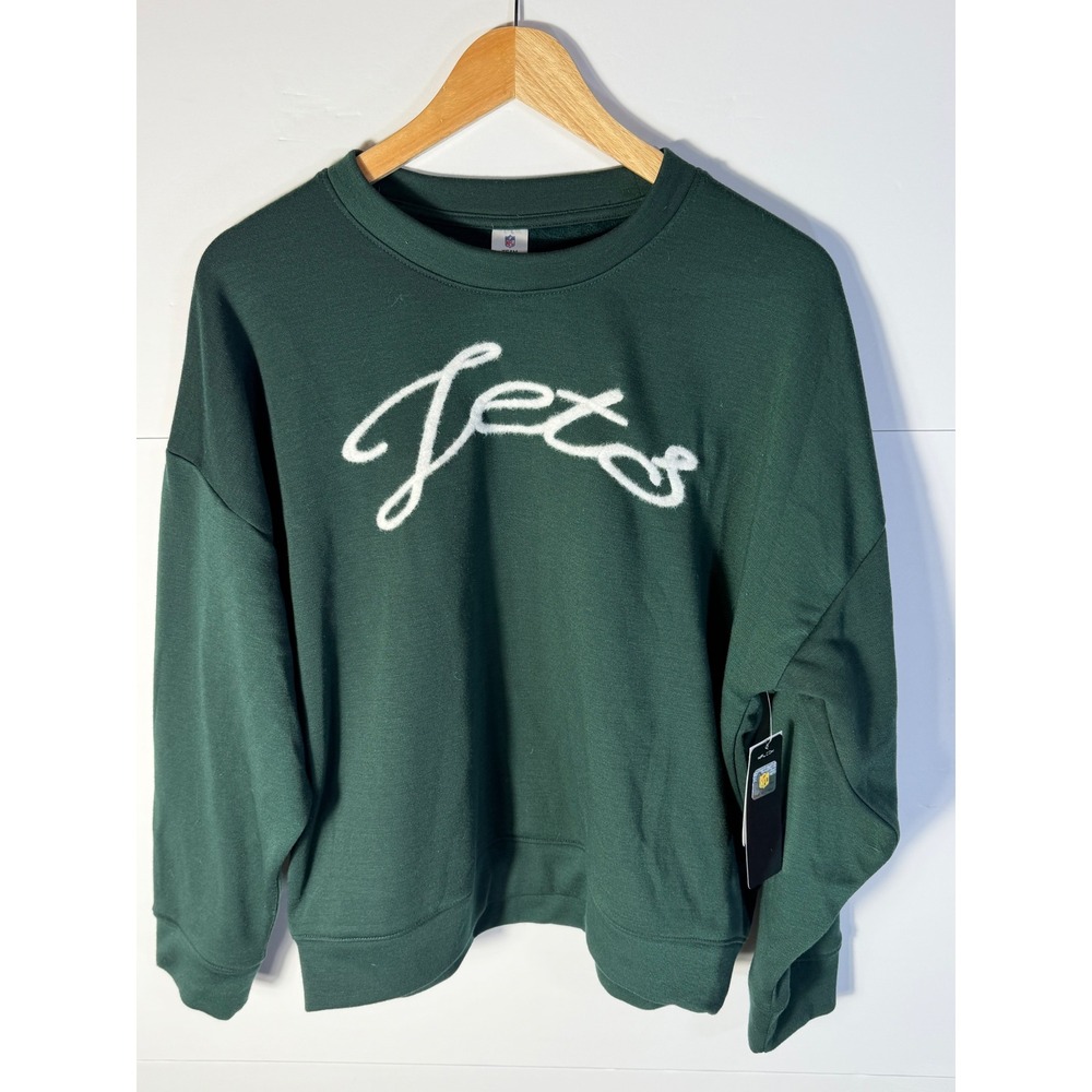NFL Team Apparel New York Jets Womens XL Green Chenille Script Sweatshirt NWT